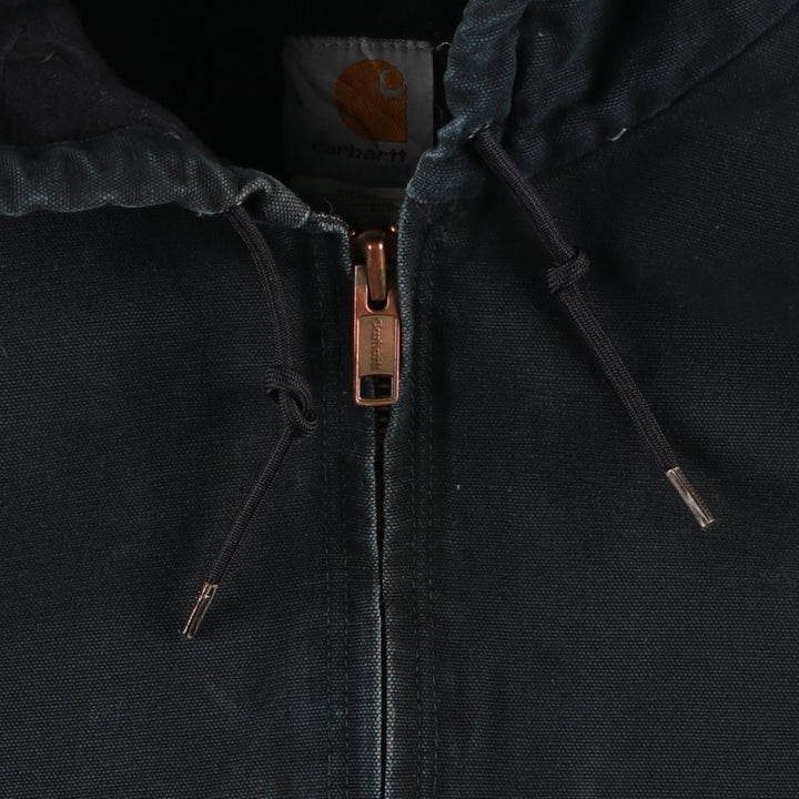 2000'S Carhartt Active Jacket, Padded Duck Full Zip Hoodie, Men's Size XL cotton black type Vintage Second Hand