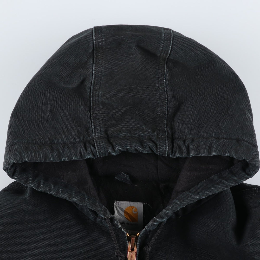 2000'S Carhartt Active Jacket, Padded Duck Full Zip Hoodie, Men's Size XL cotton black type Vintage Second Hand