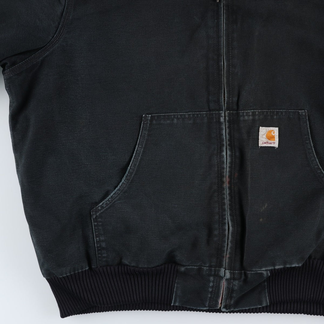 2000'S Carhartt Active Jacket, Padded Duck Full Zip Hoodie, Men's Size XL cotton black type Vintage Second Hand