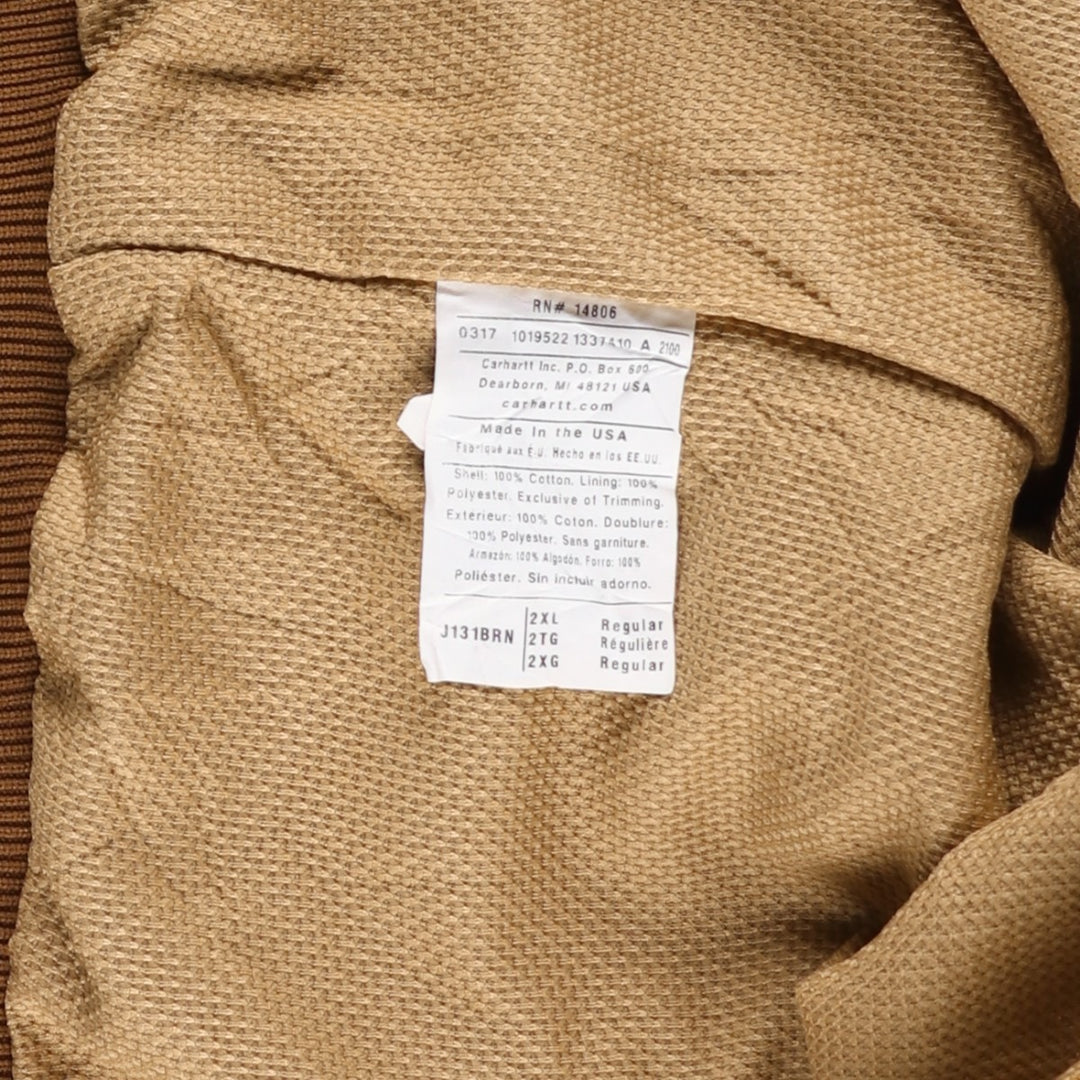 Carhartt Active Jacket Duck Full Zip Parka Made in USA Men's XXL cotton ocher yellow type Vintage Second Hand