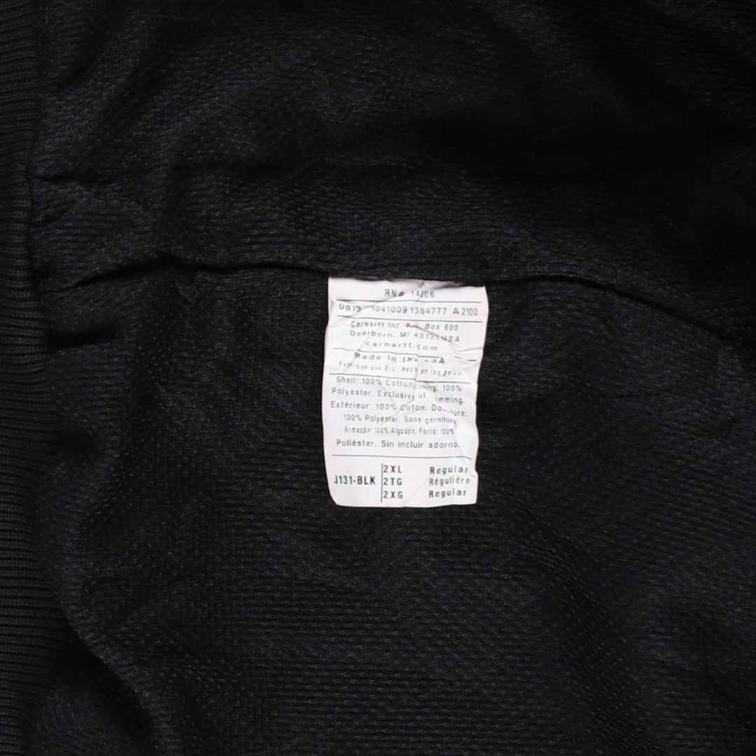 Carhartt Active Jacket Duck Full Zip Parka Made in USA Men's XXL cotton black type Vintage Second Hand