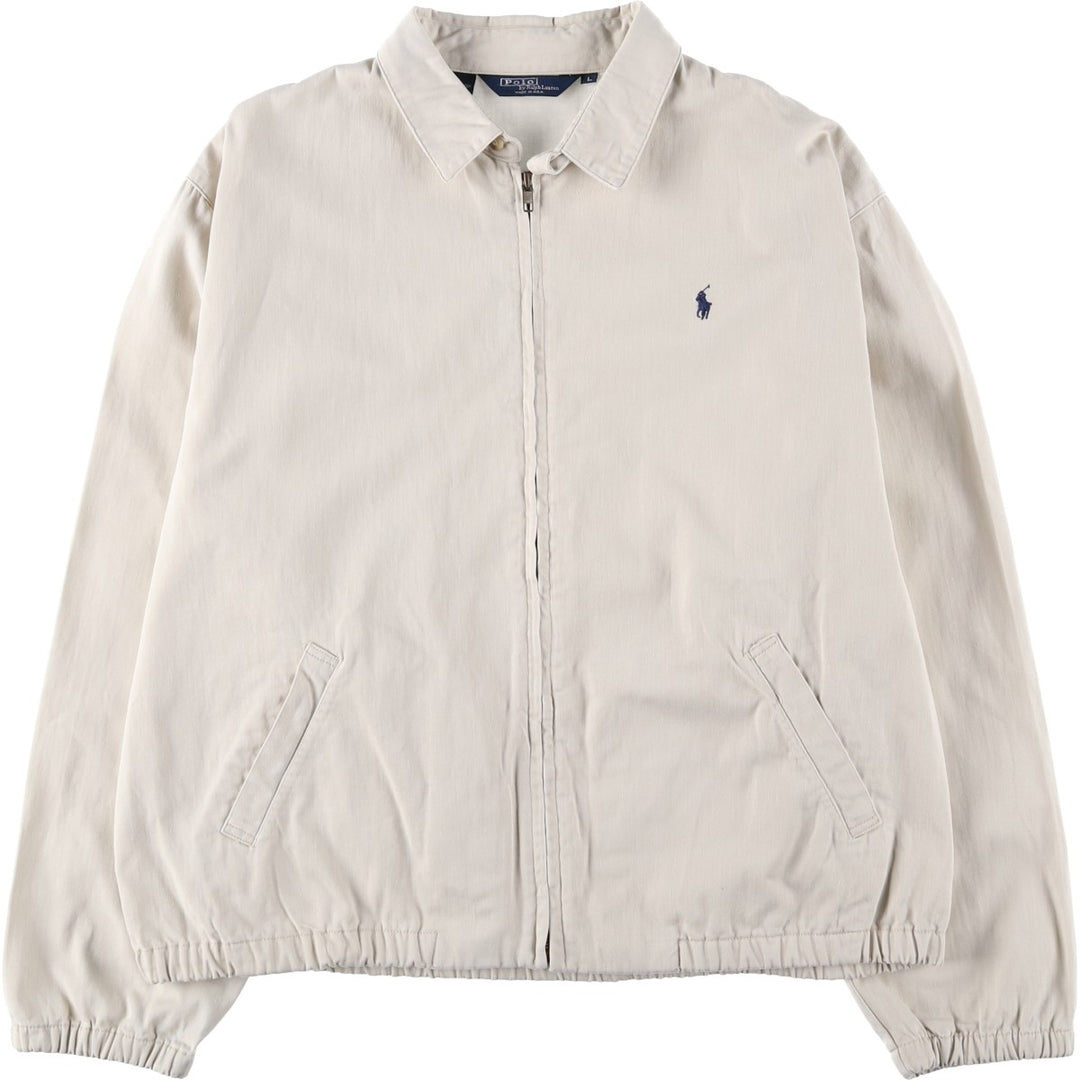 90'S Ralph Lauren POLO by Ralph Lauren Swing Top Sports Jacket Made in USA Men's L size cotton unbleached Vintage Second Hand