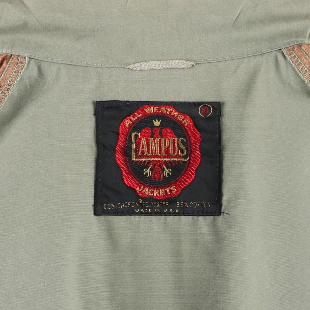 Vintage 1980'S Campus Harrington Jacket, Swing Top, Made in USA, Men's XL Dacron Polyester Khaki type sage green Vintage Second Hand