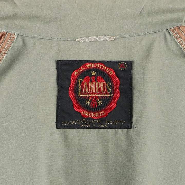 Vintage 1980'S Campus Harrington Jacket, Swing Top, Made in USA, Men's XL Dacron Polyester Khaki type sage green Vintage Second Hand
