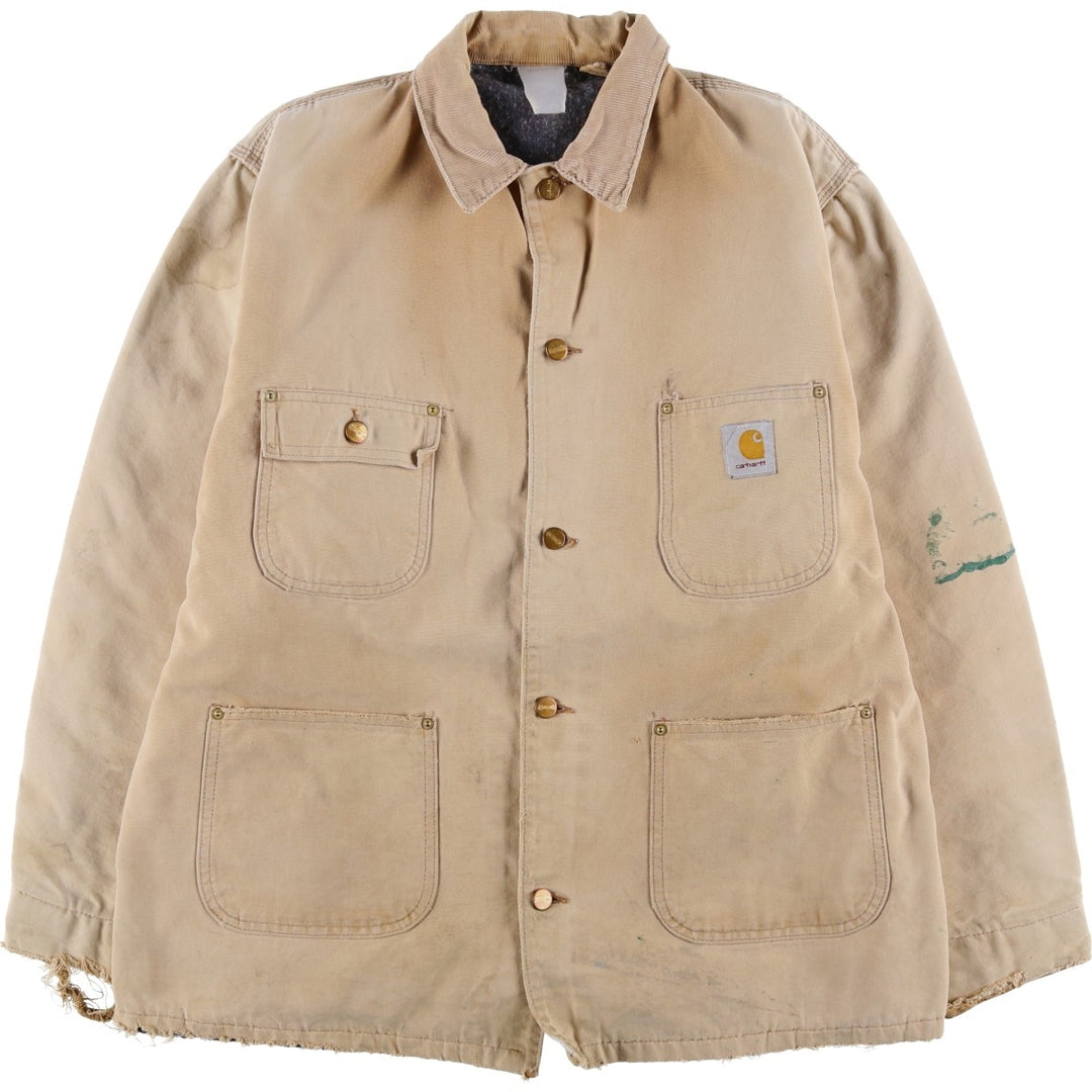 Carhartt Michigan Chore Coat Duck Coverall Men's XL Size unclear Beige type Vintage Second Hand