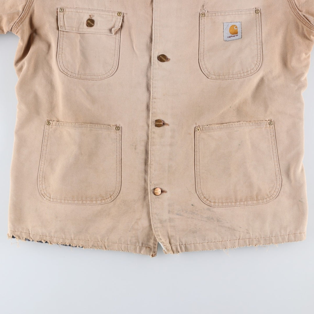 Carhartt Michigan Chore Coat Duck Coverall Men's XL Size unclear Beige type Vintage Second Hand