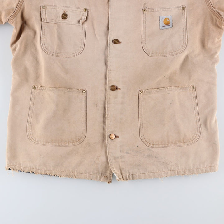 Carhartt Michigan Chore Coat Duck Coverall Men's XL Size unclear Beige type Vintage Second Hand