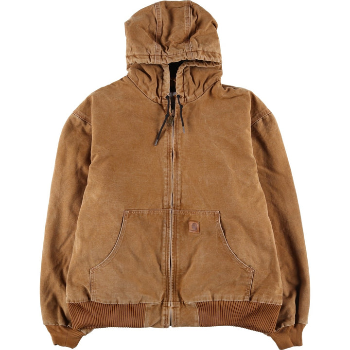 Carhartt Active Jacket, Padded Duck Full-Zip Hoodie, Men's XL cotton beige type brown Vintage Second Hand