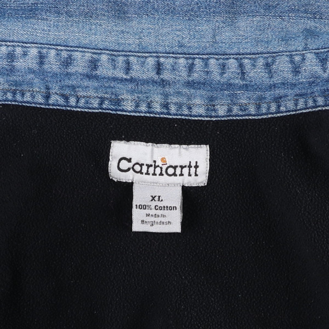 2000'S Carhartt denim shirt jacket, men's size XL cotton blue type Vintage Second Hand