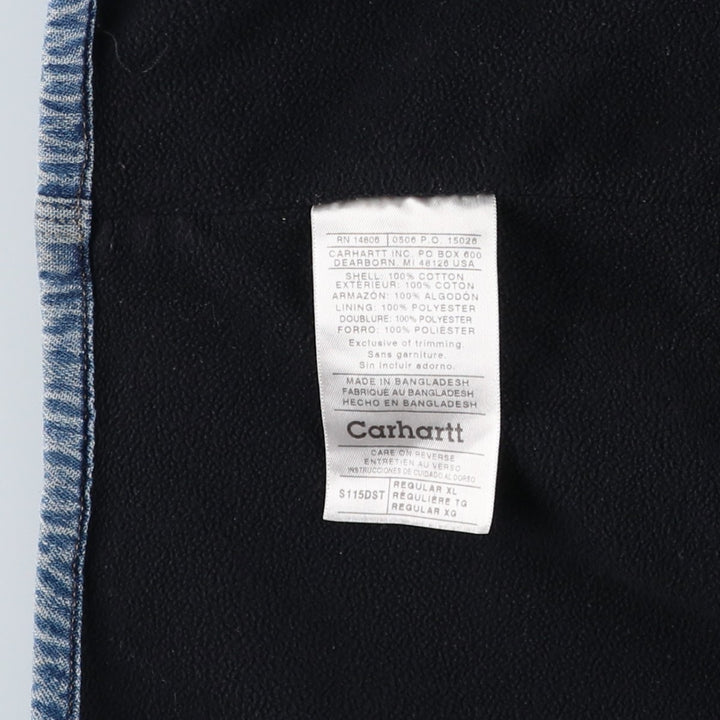 2000'S Carhartt denim shirt jacket, men's size XL cotton blue type Vintage Second Hand
