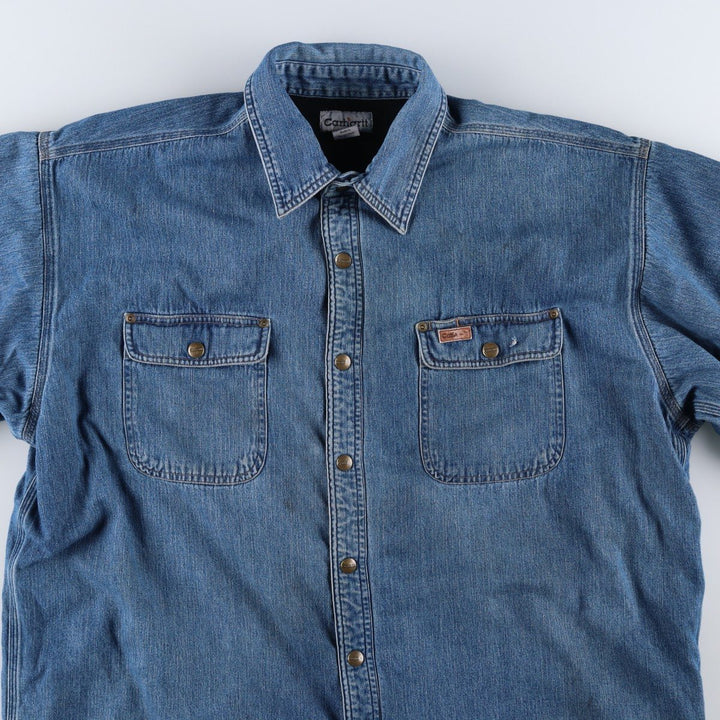 2000'S Carhartt denim shirt jacket, men's size XL cotton blue type Vintage Second Hand