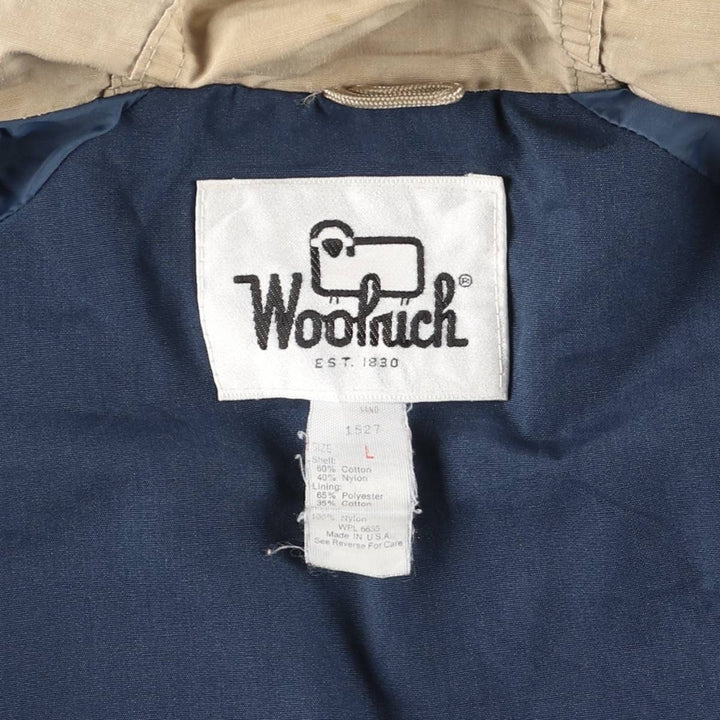 70'S WOOLRICH Mountain Parka Shell Jacket Made in USA Men's L Size Vintage cotton Beige type Vintage Second Hand