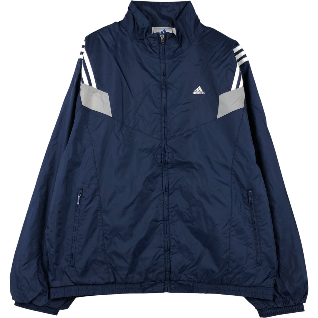 90s~00'S Adidas nylon jacket, men's XL size Nylon navy blue type Vintage Second Hand