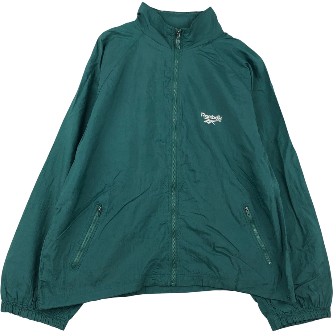 90'S Reebok Back Logo Nylon Jacket Men's Size L Vintage Nylon dark green Vintage Second Hand