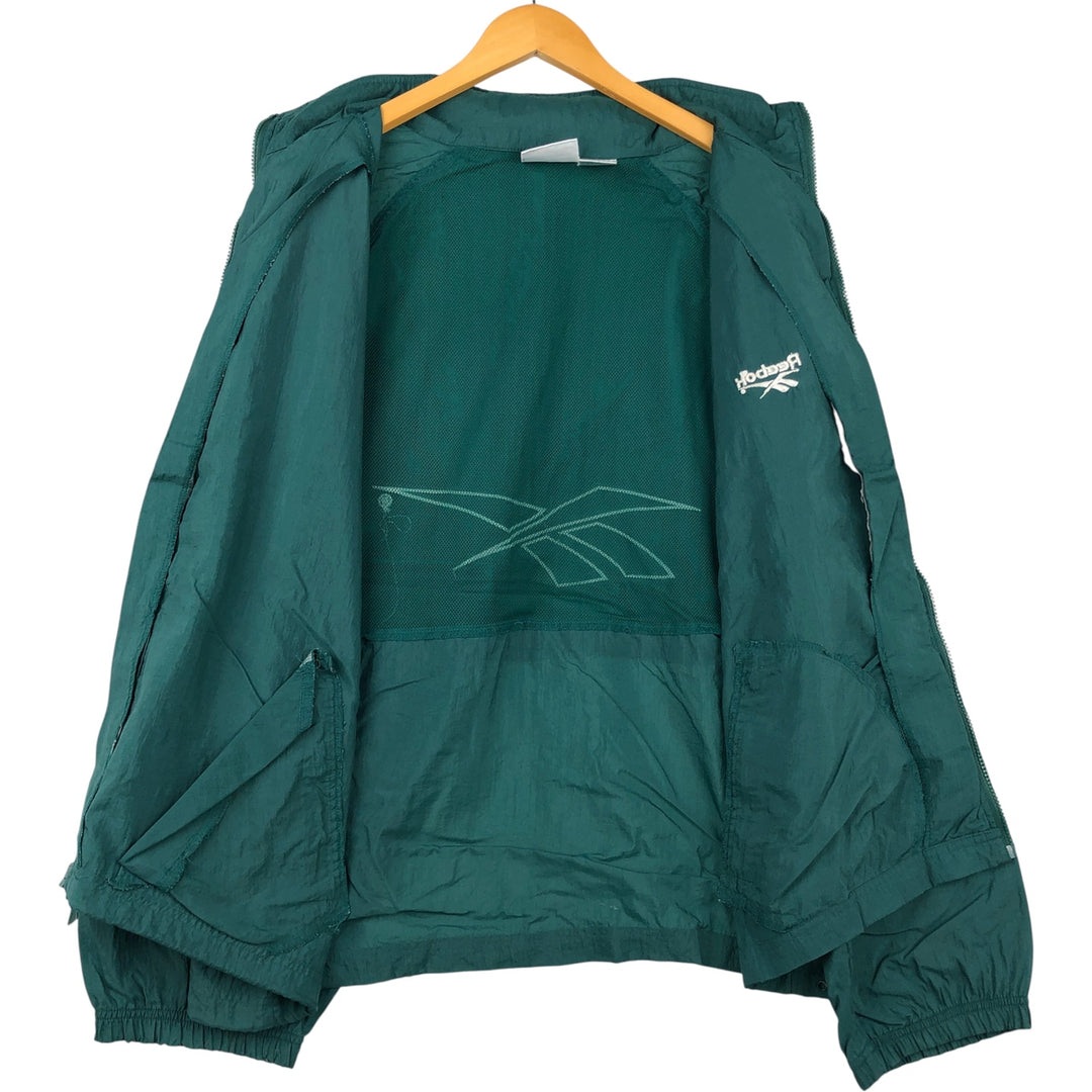 90'S Reebok Back Logo Nylon Jacket Men's Size L Vintage Nylon dark green Vintage Second Hand