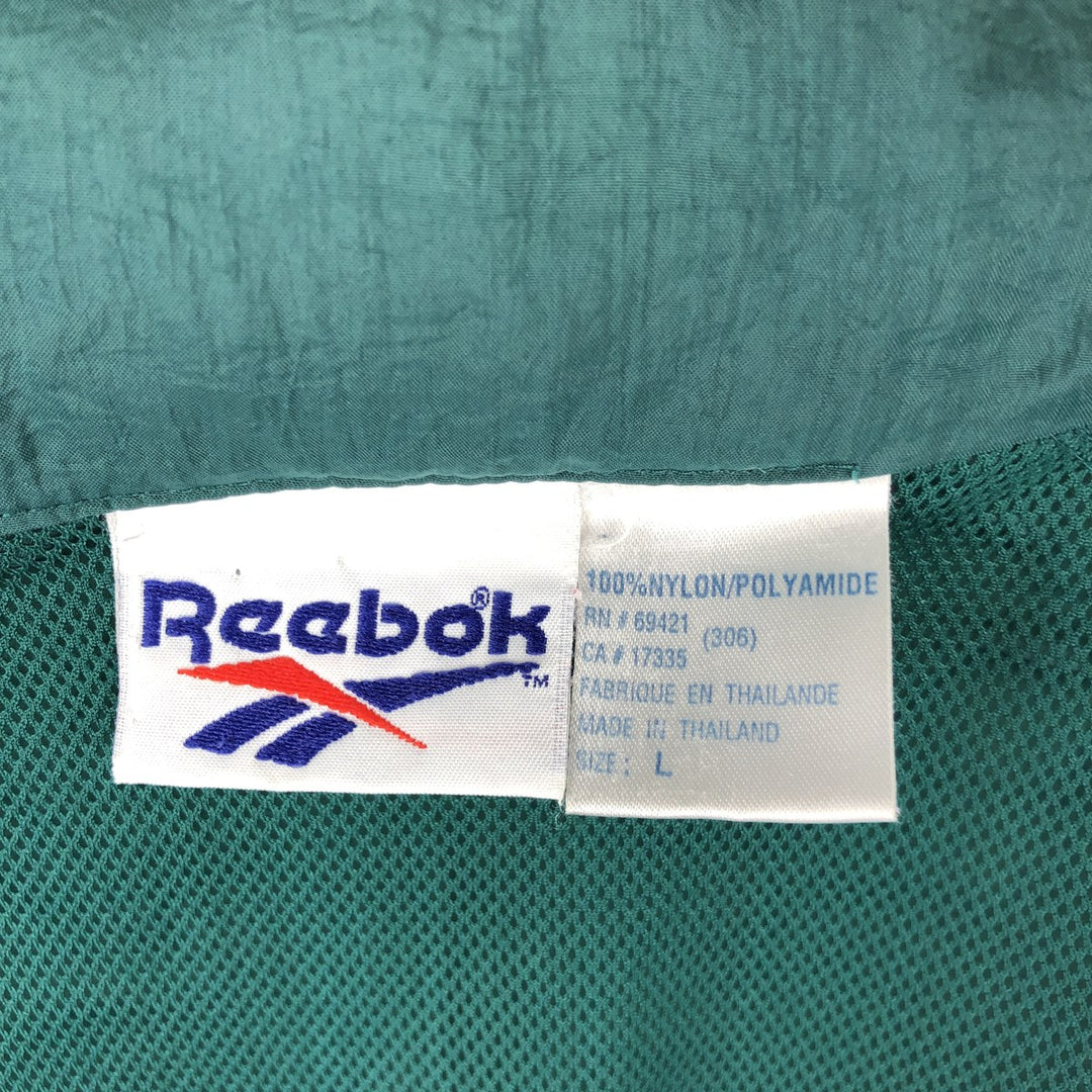 90'S Reebok Back Logo Nylon Jacket Men's Size L Vintage Nylon dark green Vintage Second Hand
