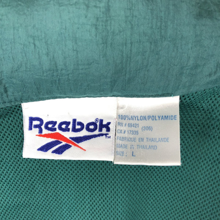 90'S Reebok Back Logo Nylon Jacket Men's Size L Vintage Nylon dark green Vintage Second Hand