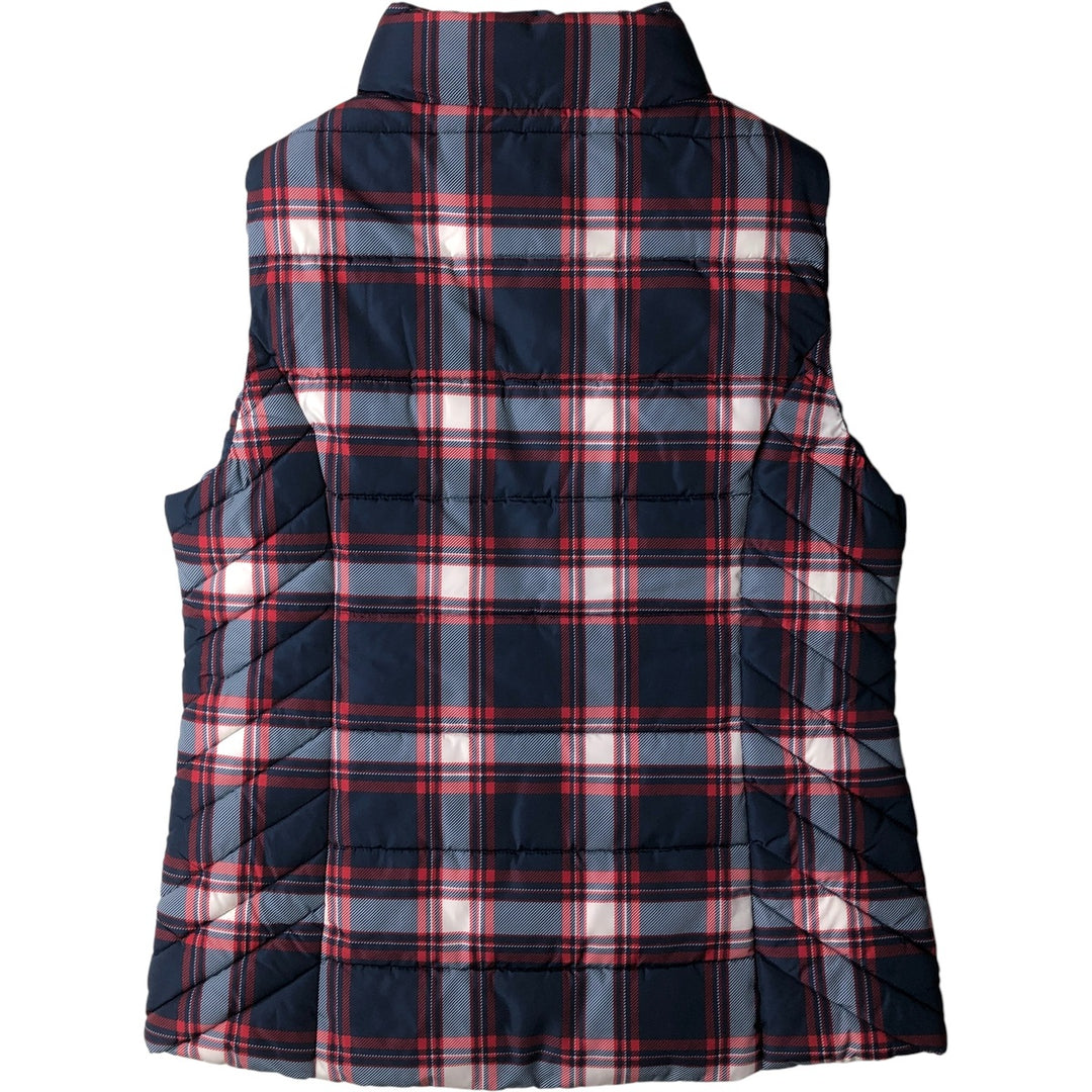 Tommy Hilfiger tartan check padded vest, size M, women's polyester navy blue type Vintage Second Hand