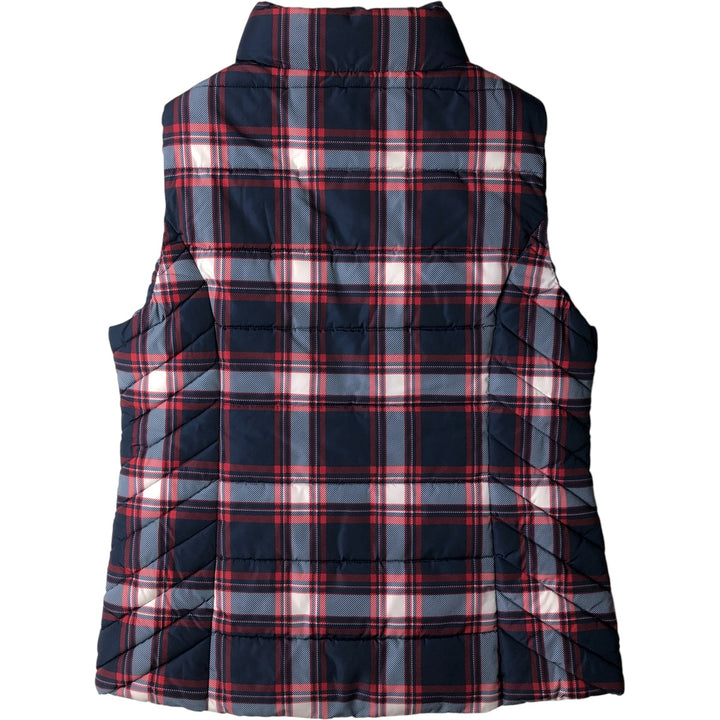 Tommy Hilfiger tartan check padded vest, size M, women's polyester navy blue type Vintage Second Hand