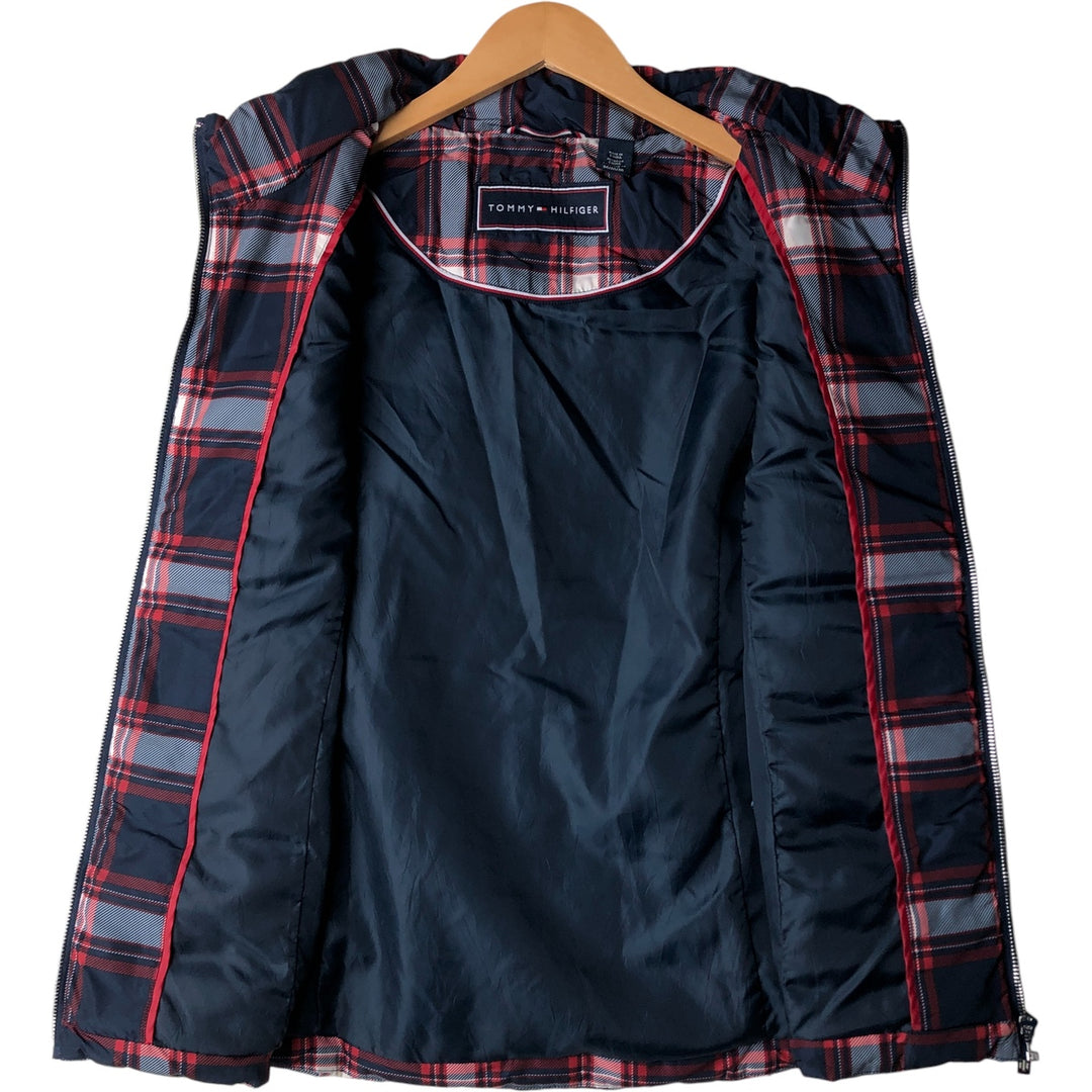 Tommy Hilfiger tartan check padded vest, size M, women's polyester navy blue type Vintage Second Hand