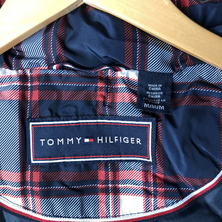 Tommy Hilfiger tartan check padded vest, size M, women's polyester navy blue type Vintage Second Hand