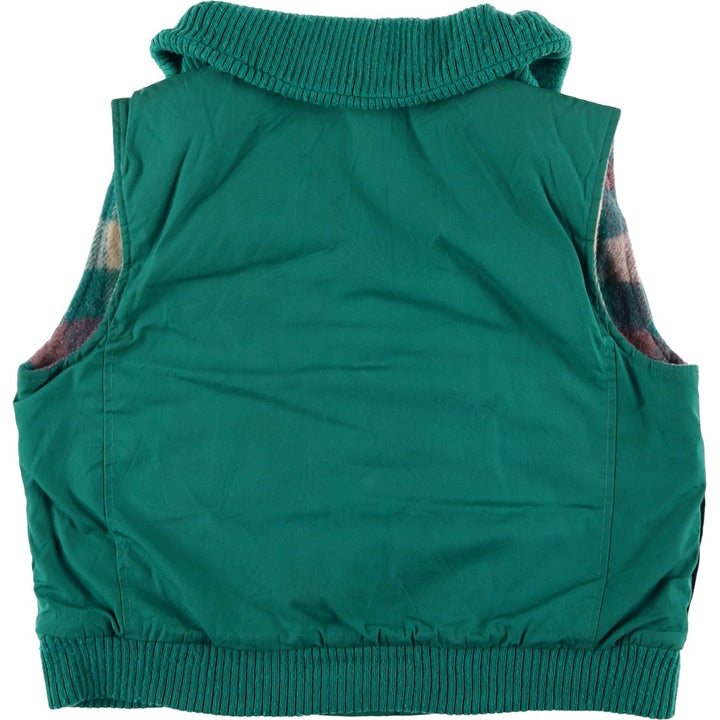1970'S WOOLRICH shawl collar reversible padded vest, made in the USA, women's size L polyester green type Vintage Second Hand