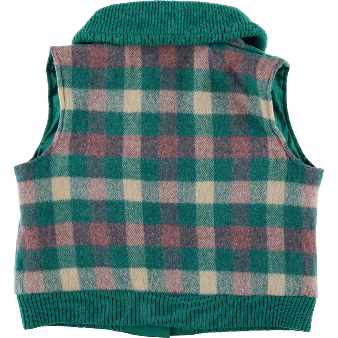 1970'S WOOLRICH shawl collar reversible padded vest, made in the USA, women's size L polyester green type Vintage Second Hand