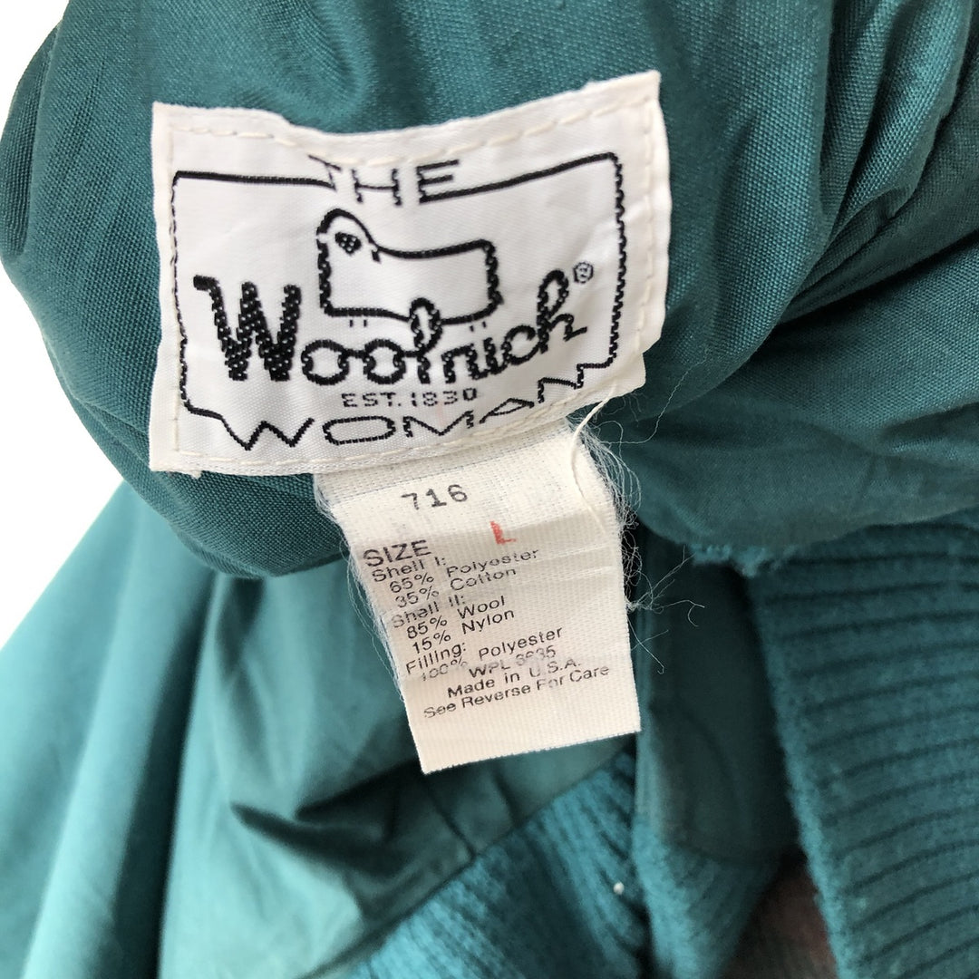 1970'S WOOLRICH shawl collar reversible padded vest, made in the USA, women's size L polyester green type Vintage Second Hand