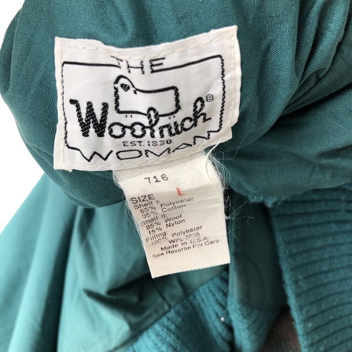 1970'S WOOLRICH shawl collar reversible padded vest, made in the USA, women's size L polyester green type Vintage Second Hand
