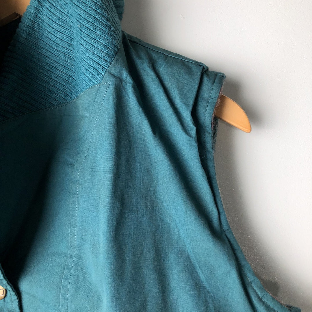 1970'S WOOLRICH shawl collar reversible padded vest, made in the USA, women's size L polyester green type Vintage Second Hand