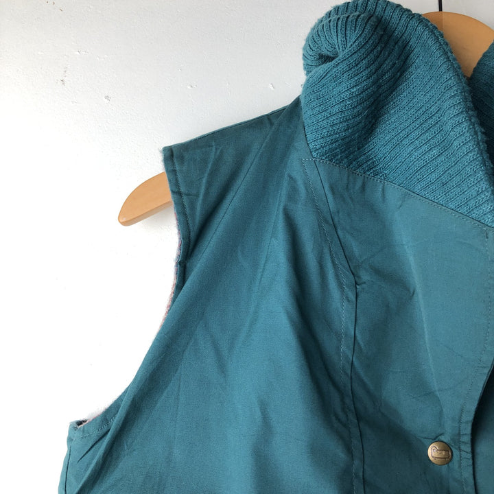 1970'S WOOLRICH shawl collar reversible padded vest, made in the USA, women's size L polyester green type Vintage Second Hand