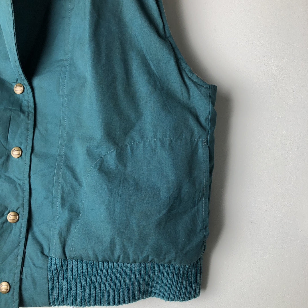 1970'S WOOLRICH shawl collar reversible padded vest, made in the USA, women's size L polyester green type Vintage Second Hand