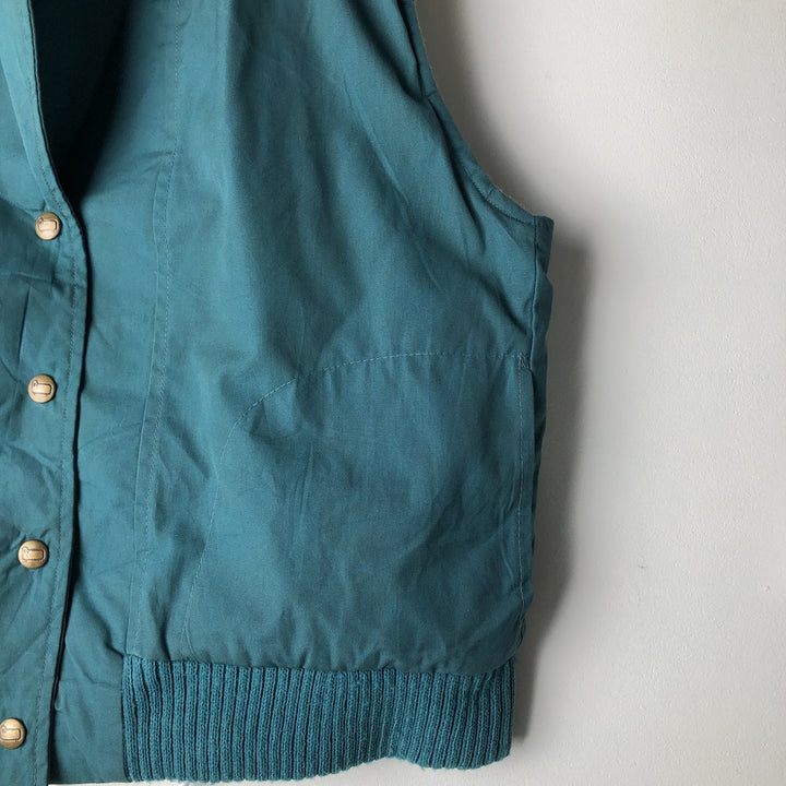 1970'S WOOLRICH shawl collar reversible padded vest, made in the USA, women's size L polyester green type Vintage Second Hand