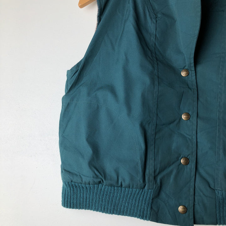 1970'S WOOLRICH shawl collar reversible padded vest, made in the USA, women's size L polyester green type Vintage Second Hand