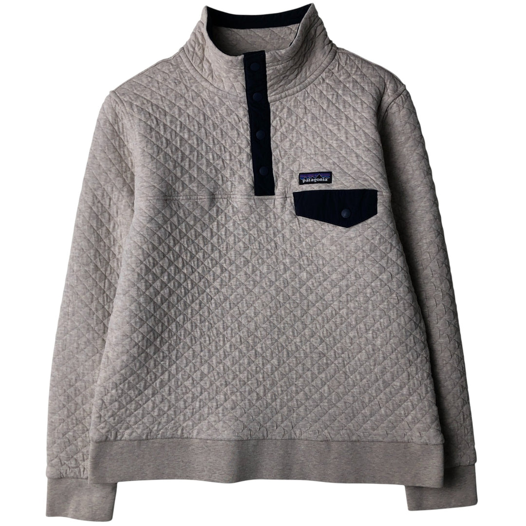 Patagonia Organic Cotton Diamond Quilt Half-Snap Sweatshirt, Women's Size L cotton gray type Vintage Second Hand