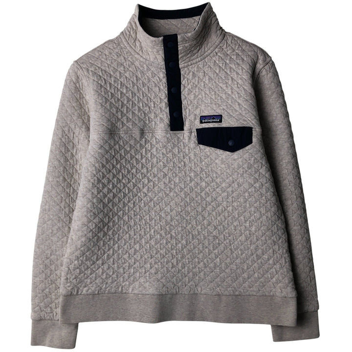 Patagonia Organic Cotton Diamond Quilt Half-Snap Sweatshirt, Women's Size L cotton gray type Vintage Second Hand