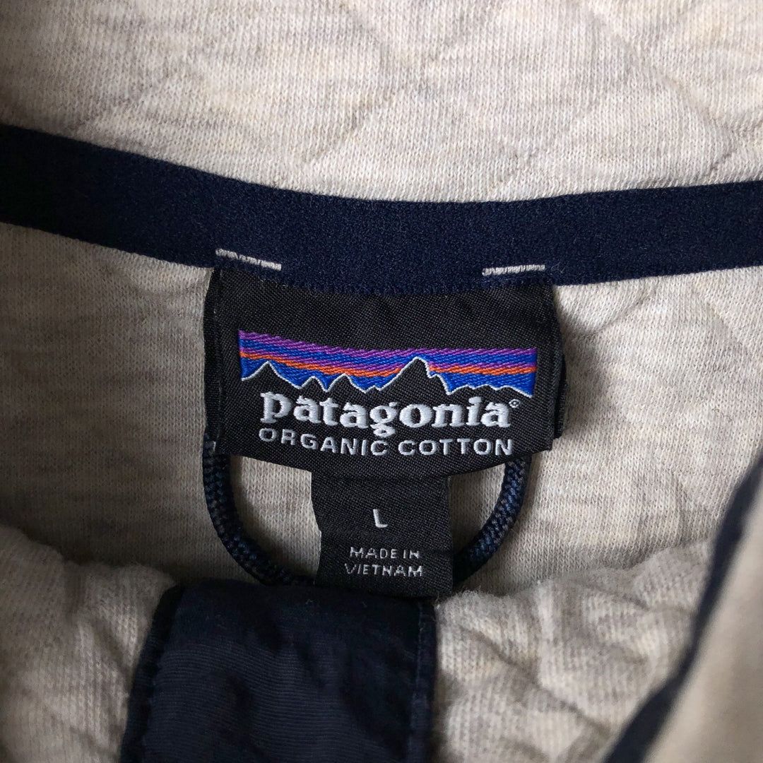 Patagonia Organic Cotton Diamond Quilt Half-Snap Sweatshirt, Women's Size L cotton gray type Vintage Second Hand