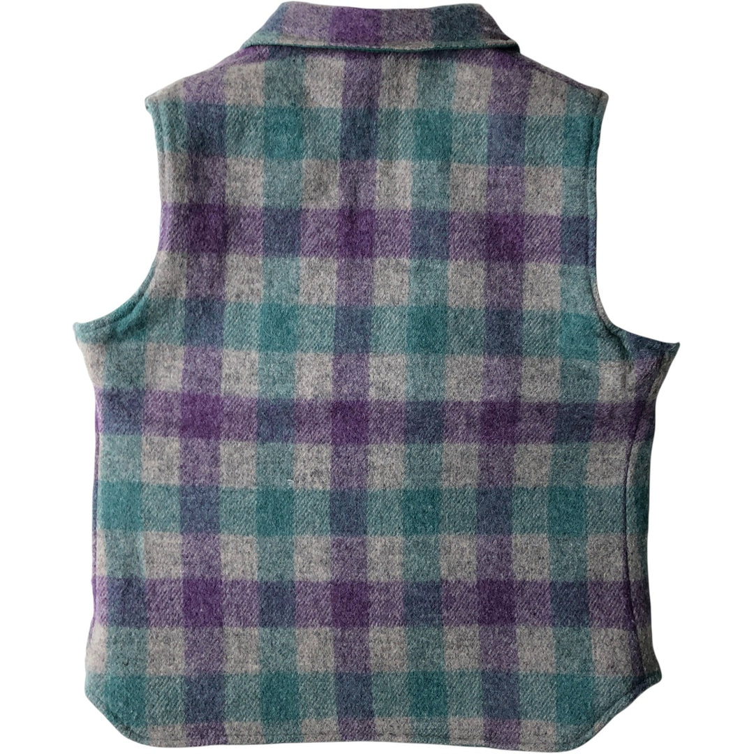 1970'S WOOLRICH Check Pattern Reversible Padded Vest, Made in USA, Women's Size M polyester green type Vintage Second Hand