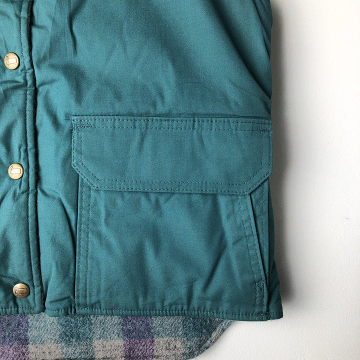 1970'S WOOLRICH Check Pattern Reversible Padded Vest, Made in USA, Women's Size M polyester green type Vintage Second Hand