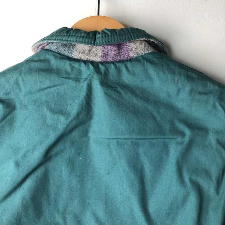 1970'S WOOLRICH Check Pattern Reversible Padded Vest, Made in USA, Women's Size M polyester green type Vintage Second Hand