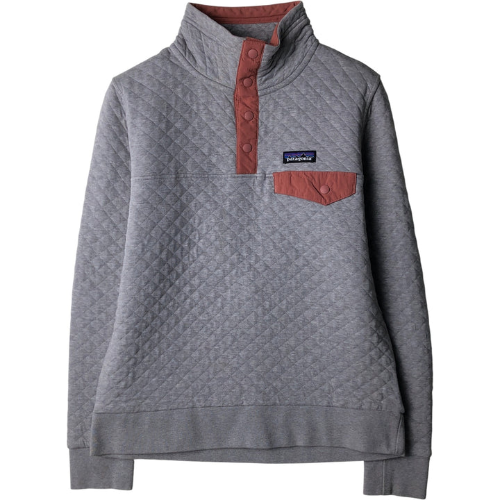 Patagonia Organic Cotton Diamond Quilt Half-Snap Sweatshirt, Women's Size Small cotton gray type Vintage Second Hand