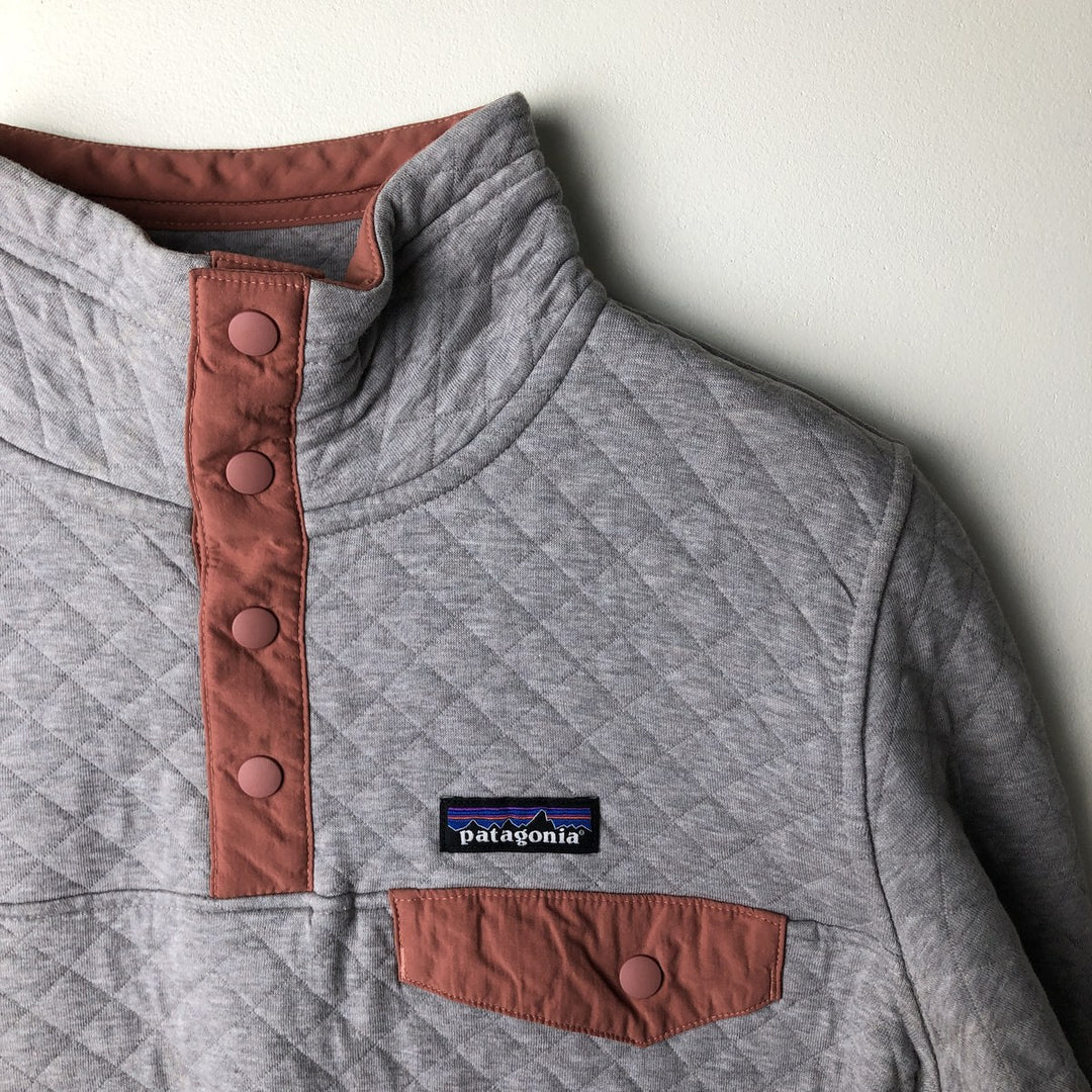 Patagonia Organic Cotton Diamond Quilt Half-Snap Sweatshirt, Women's Size Small cotton gray type Vintage Second Hand