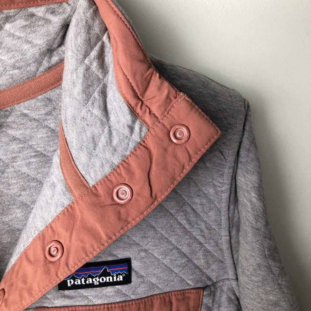 Patagonia Organic Cotton Diamond Quilt Half-Snap Sweatshirt, Women's Size Small cotton gray type Vintage Second Hand