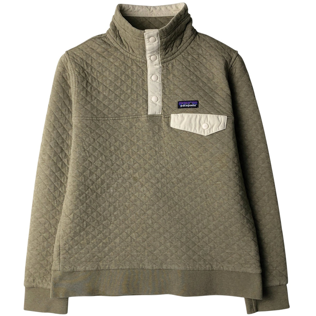 Patagonia Organic Cotton Diamond Quilt Half-Snap Sweatshirt, Women's Size Small cotton Beige type Vintage Second Hand