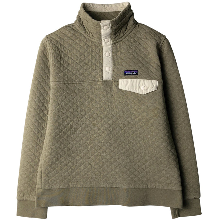 Patagonia Organic Cotton Diamond Quilt Half-Snap Sweatshirt, Women's Size Small cotton Beige type Vintage Second Hand