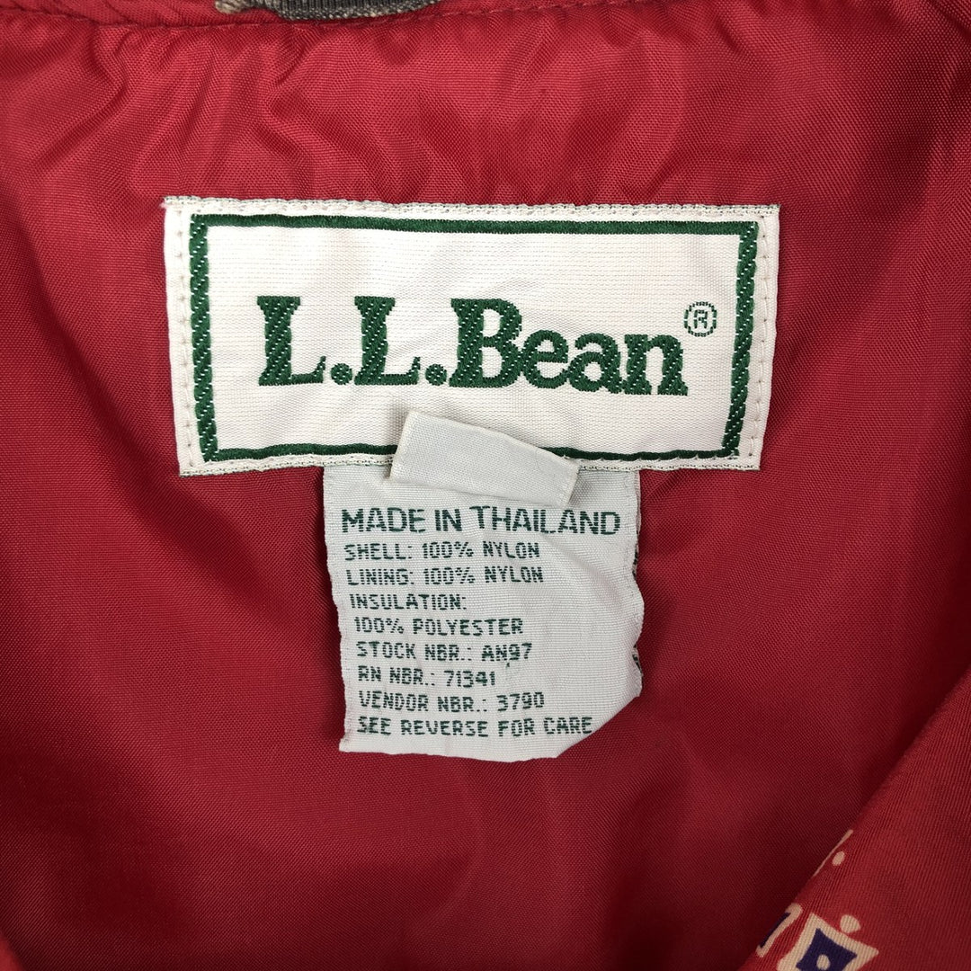 1990'S LLBean All-Over Floral Print Padded Anorak Parka Puffer Jacket, Women's Size Medium, Vintage Nylon red type Vintage Second Hand