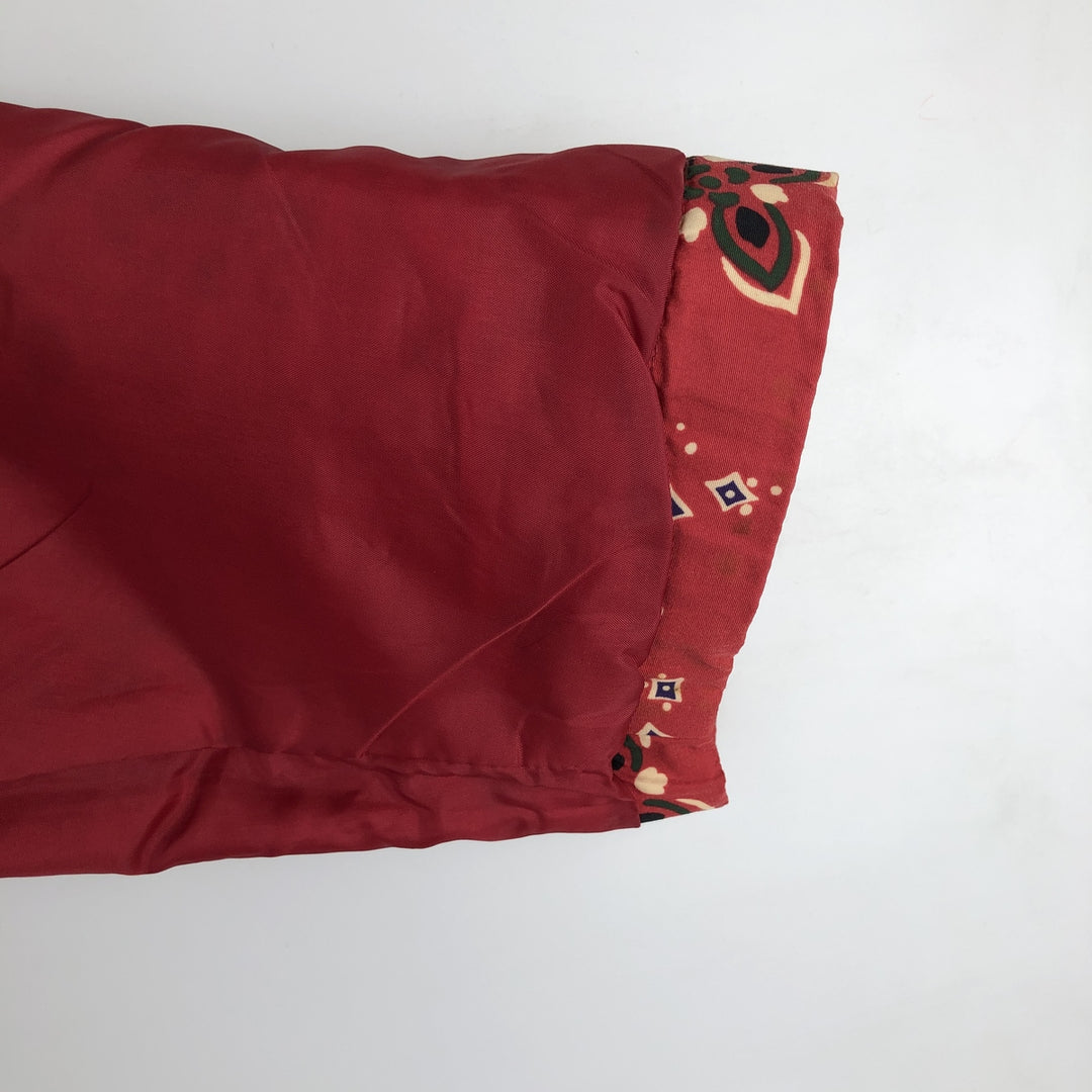 1990'S LLBean All-Over Floral Print Padded Anorak Parka Puffer Jacket, Women's Size Medium, Vintage Nylon red type Vintage Second Hand