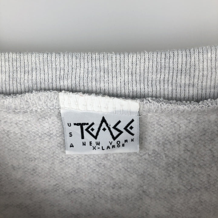 Vintage 90'S TEASE Teddy Bear Pattern Print Sweatshirt, Made in USA, Women's Size XL cotton gray type Vintage Second Hand