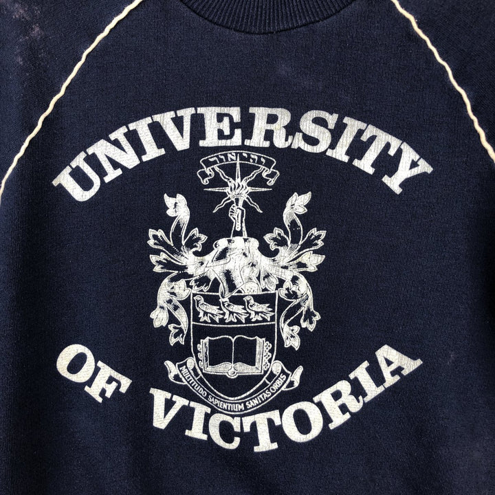 Vintage triple print college sweatshirt, size S, women's polyester navy blue type Vintage Second Hand