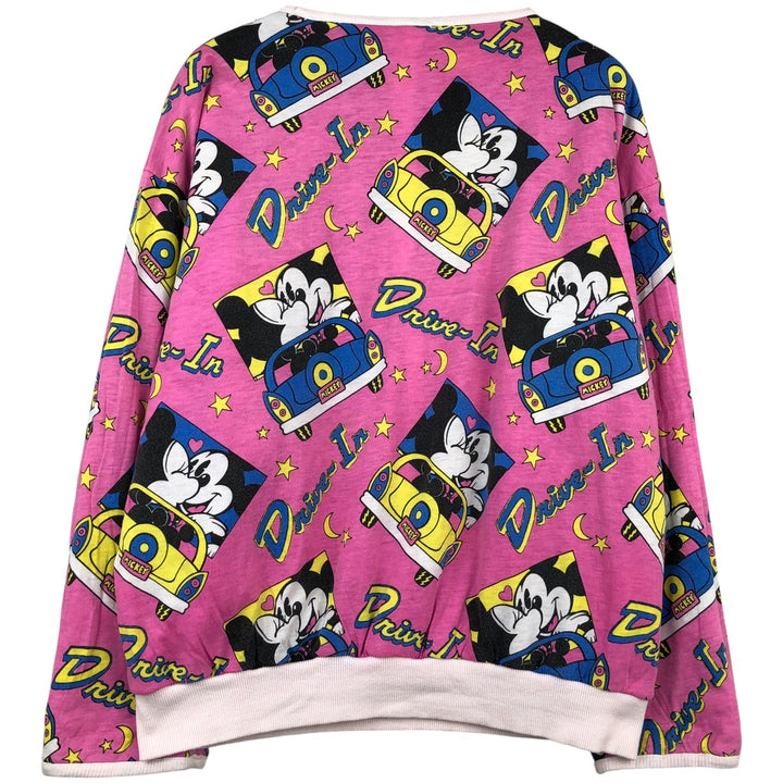 90'S Mickey Mouse and Minnie Mouse padded star print reversible character sweatshirt unclear blue type Vintage Second Hand